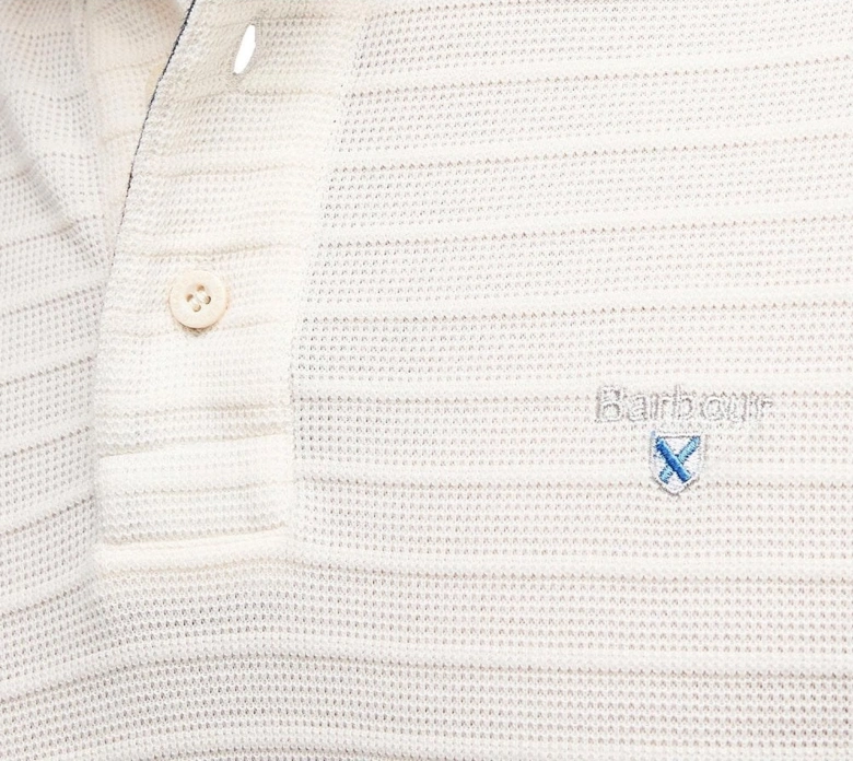Men's Antique White Long Sleeved Cramlington Polo Shirt