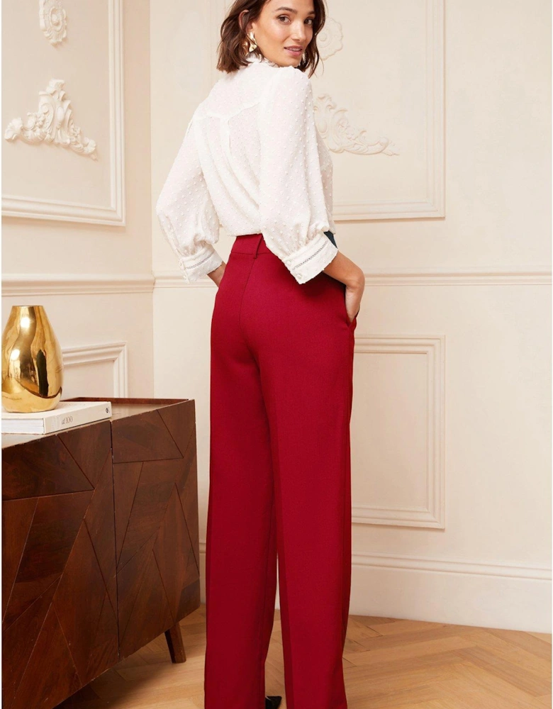 Tailored Wide Leg Trouser - Red