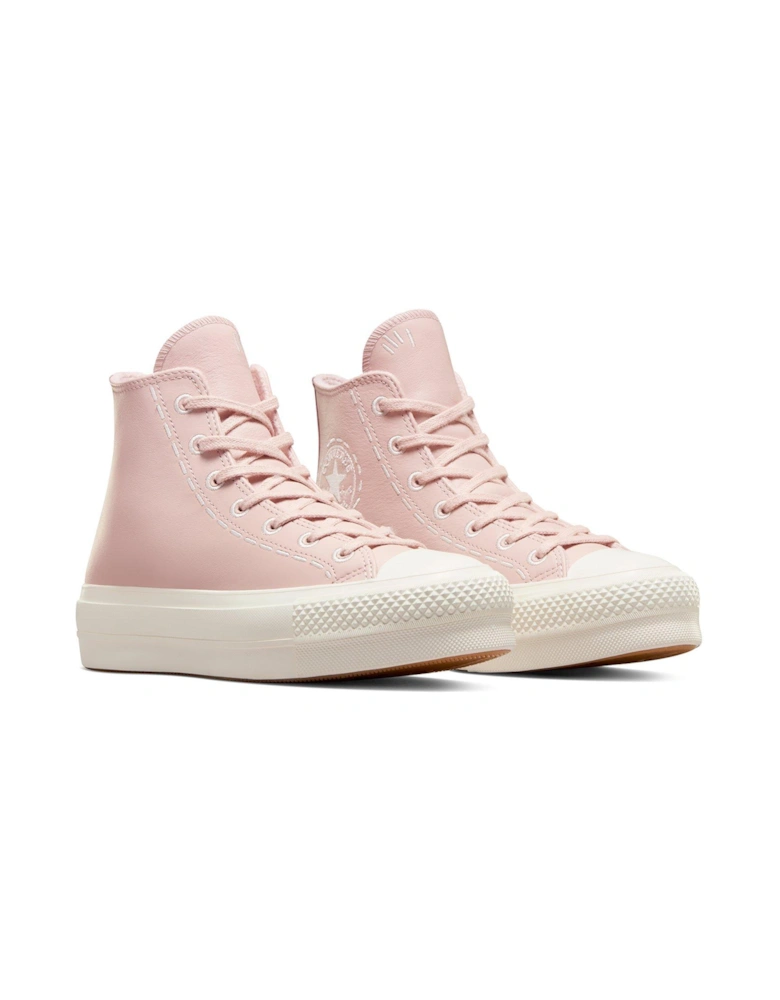 Chuck Taylor All Star Bold Stitch Leather Lift Trainers - Pink