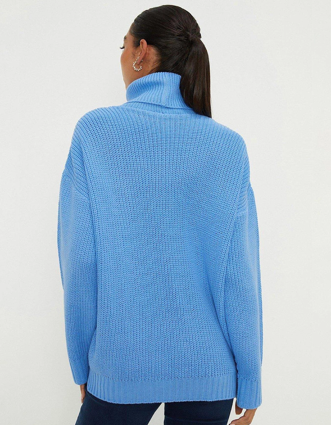 Roll Neck Chunky Jumper - Blue