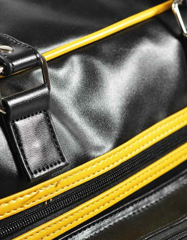 Mens Retro Twin Handle Duffle Bag - Black/Mustard
