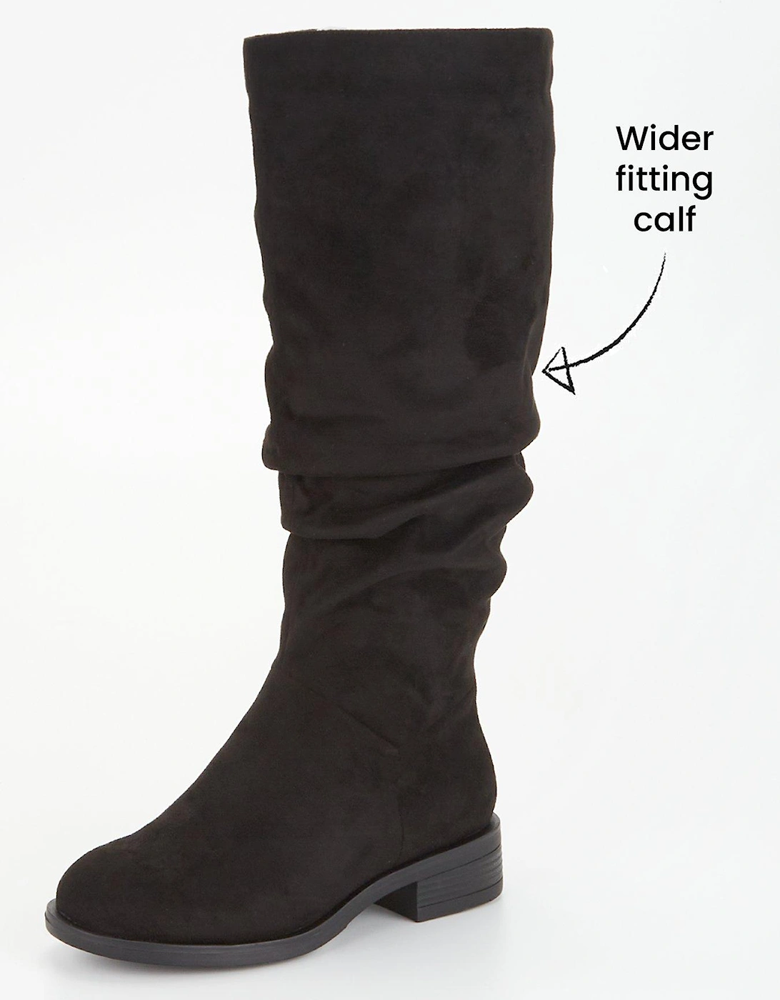 Wide Fit Comfort Slouch Knee Boot With Wider Fitting Calf - Black