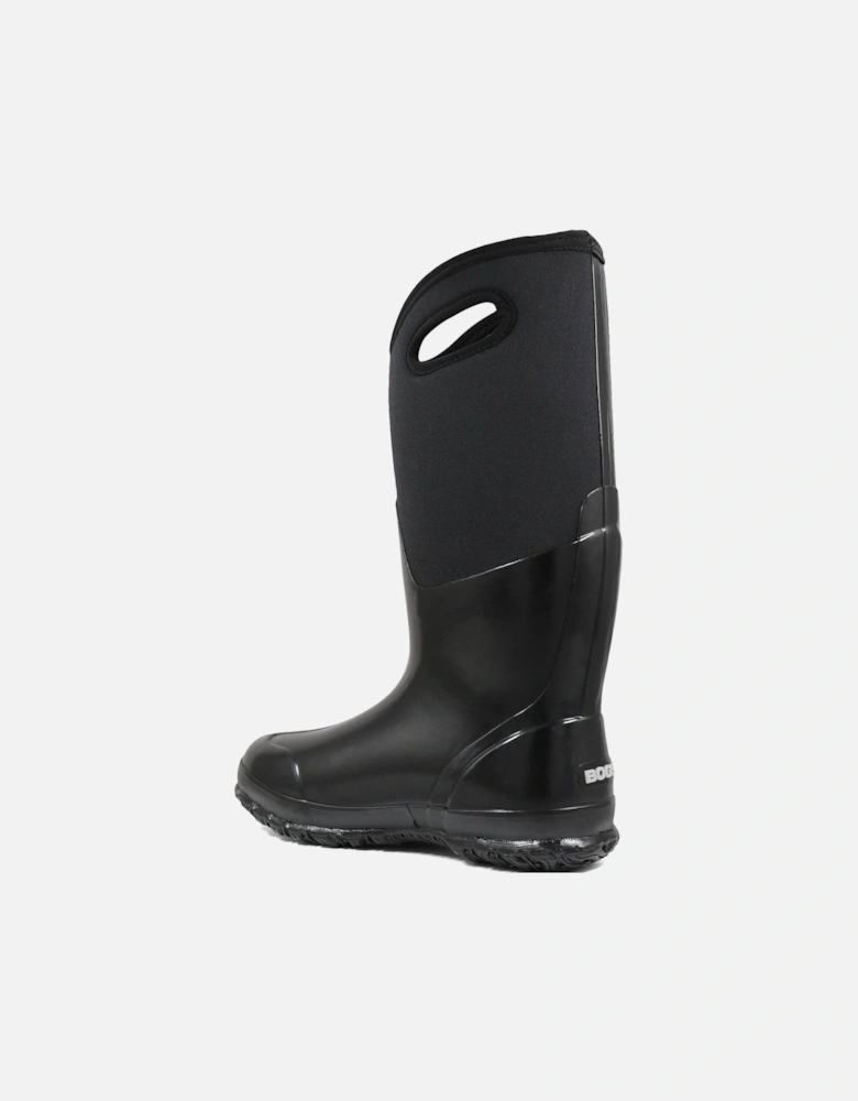 Womens Classic Shiny Tall Waterproof Wellington Boots - Black