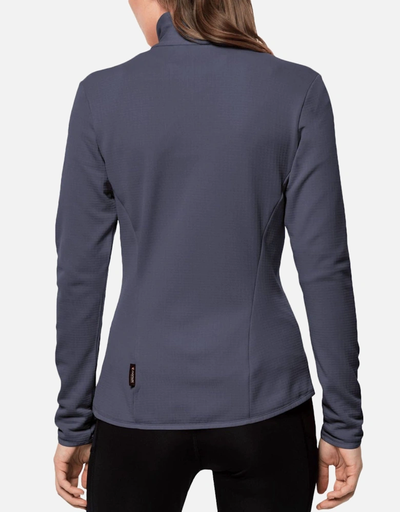 Womens Peak Grid Walking Warm High Collar Fleece Jacket