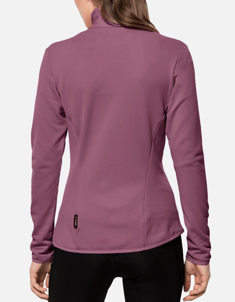Womens Peak Grid Walking Warm High Collar Fleece Jacket