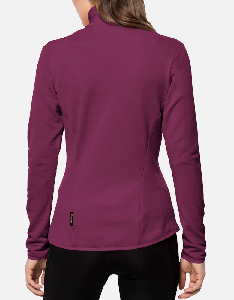 Womens Peak Grid Walking Warm High Collar Fleece Jacket