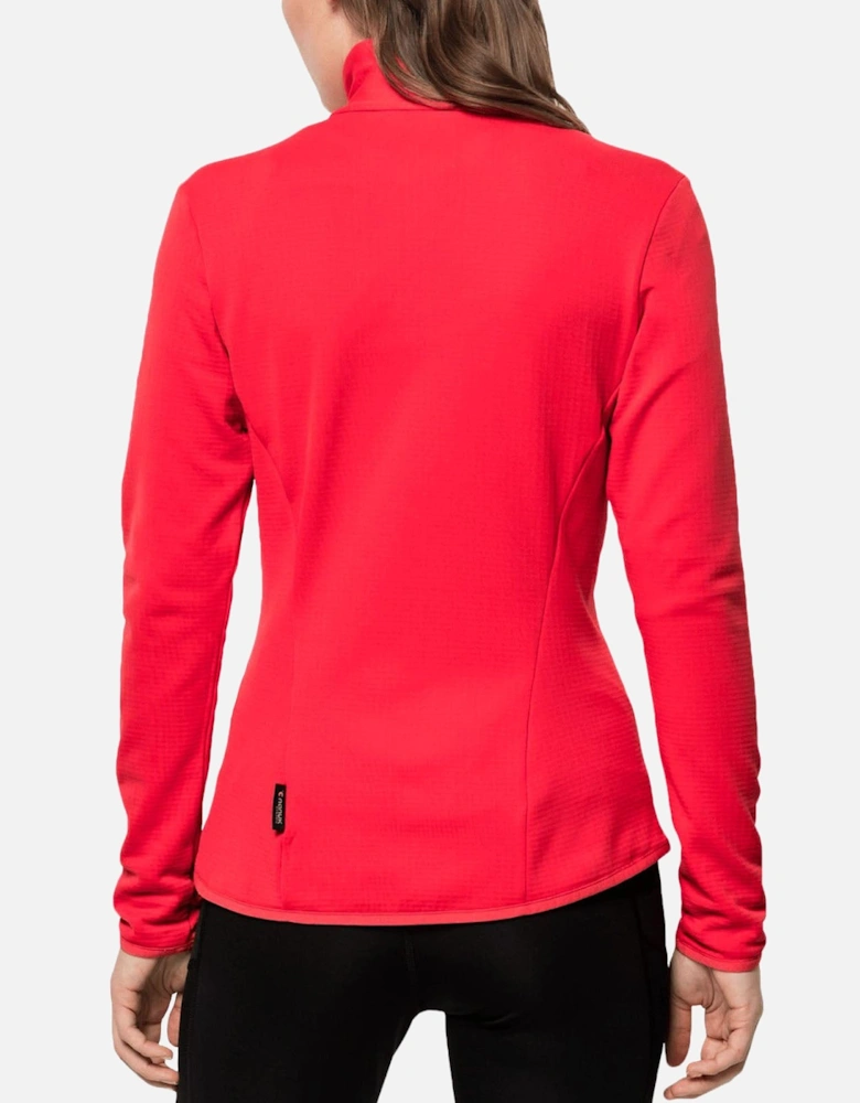 Womens Peak Grid Walking Warm High Collar Fleece Jacket