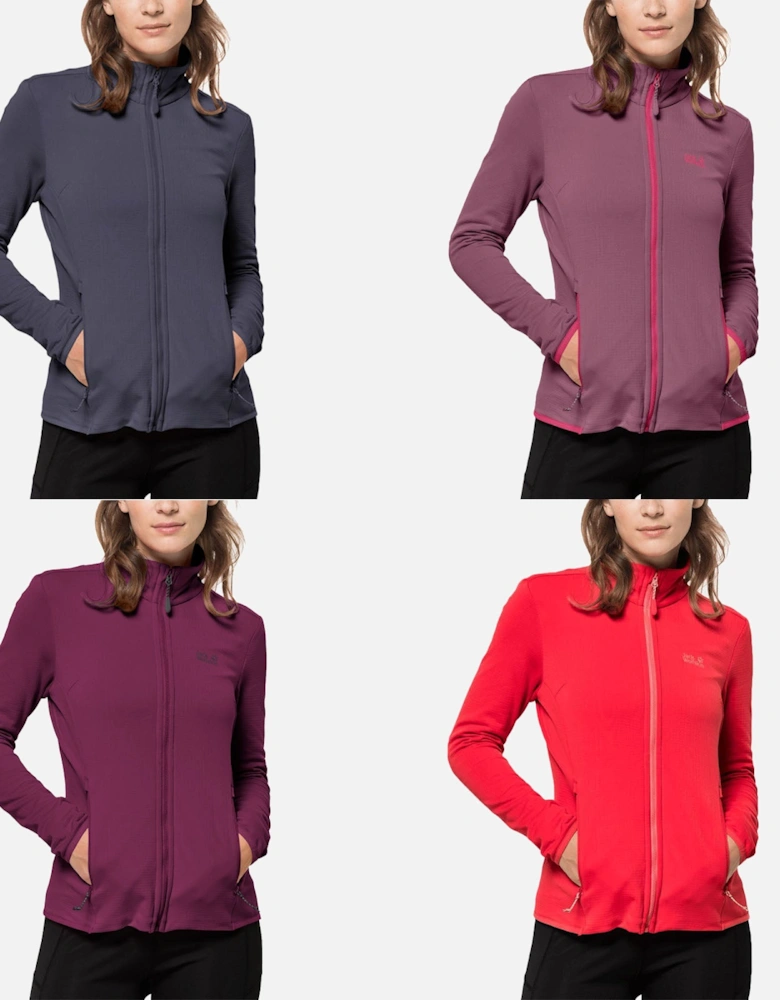 Womens Peak Grid Walking Warm High Collar Fleece Jacket