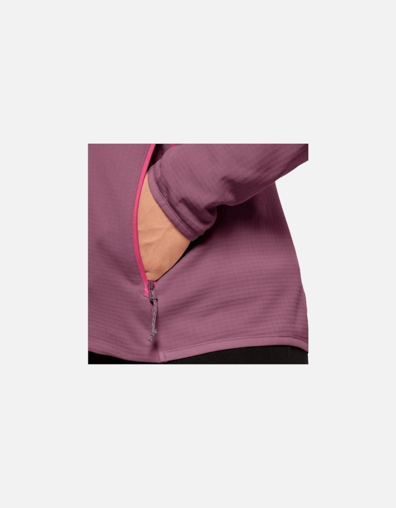 Womens Peak Grid Walking Warm High Collar Fleece Jacket