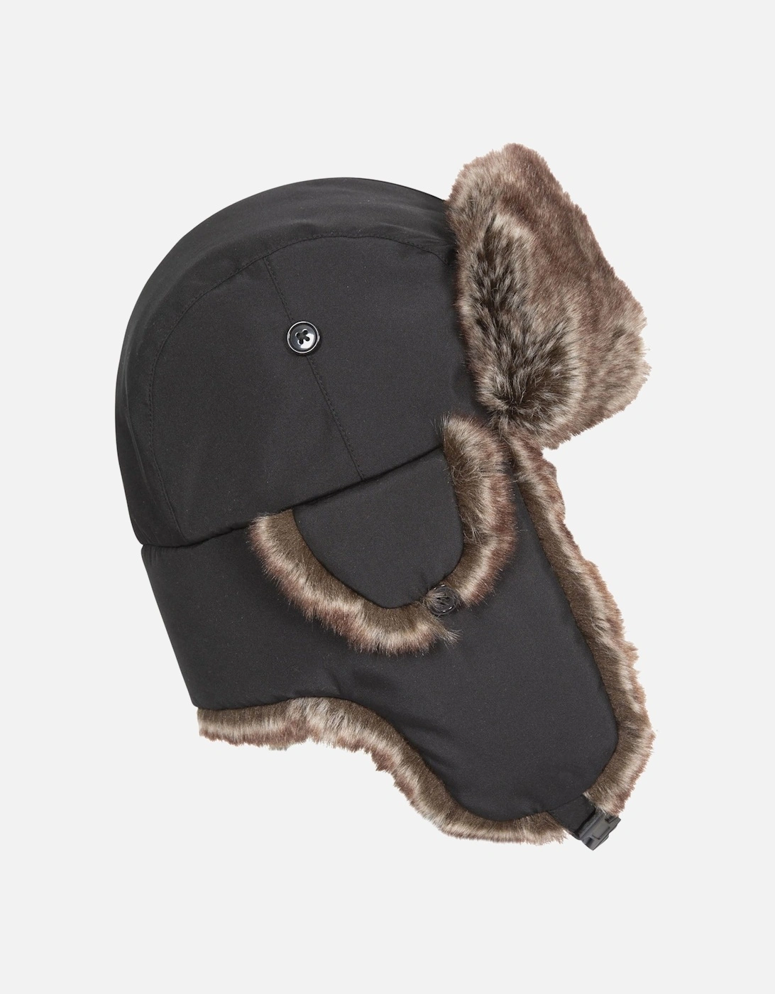 Adults Dapper Faux Fur Trapper Hat - Black