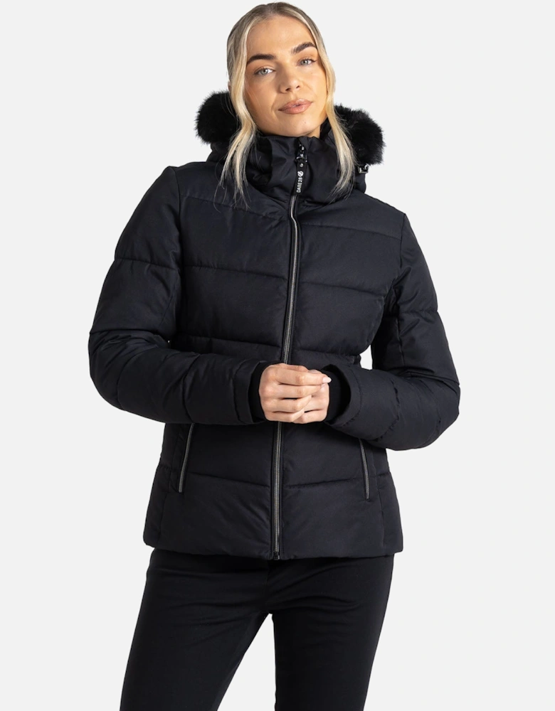 Dare 2 b Womens Glamourize IV Faux Fur Hooded Waterproof Ski Jacket - Black