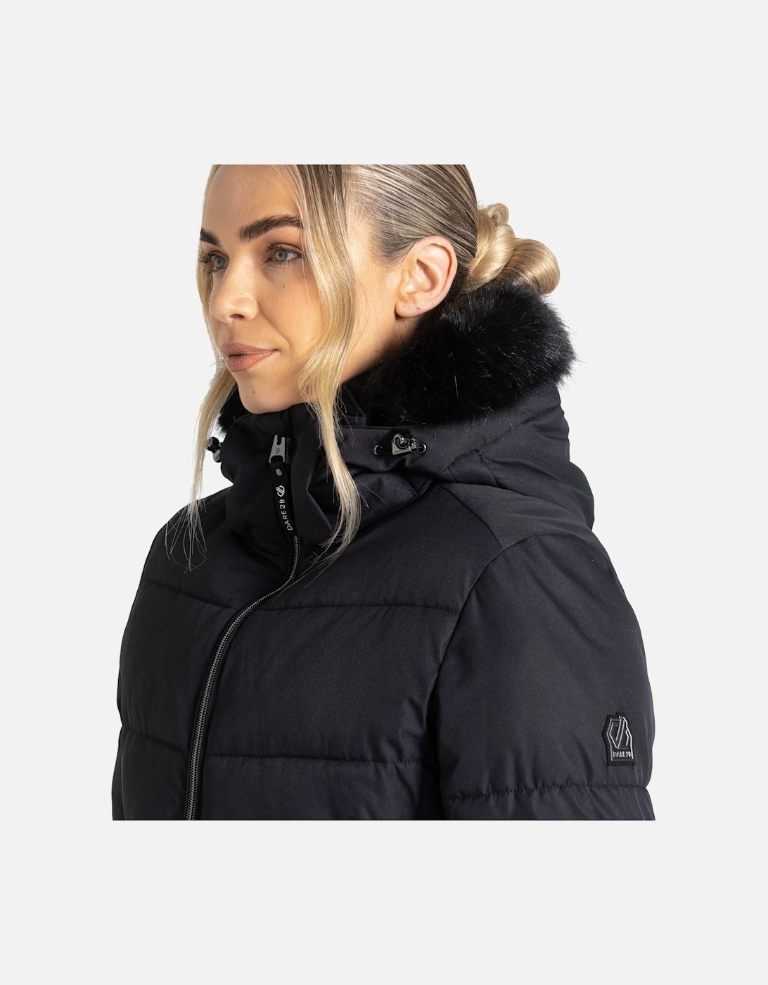 Dare 2 b Womens Glamourize IV Faux Fur Hooded Waterproof Ski Jacket - Black