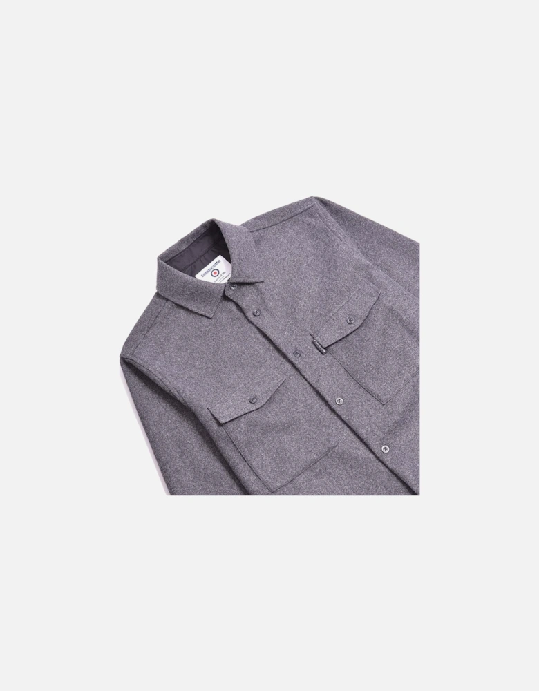 Mens Plain Brushed Flannel Long Sleeve Overshirt - Charcoal