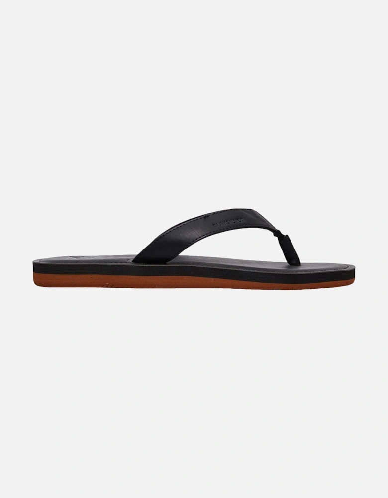 Mens Molokai Leather Flip Flops - Black
