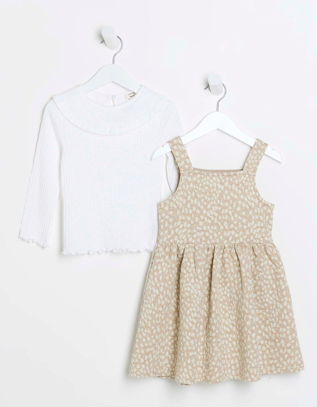 Mini Mini Girl Animal Print Pinafore Dress - Beige, 3 of 2