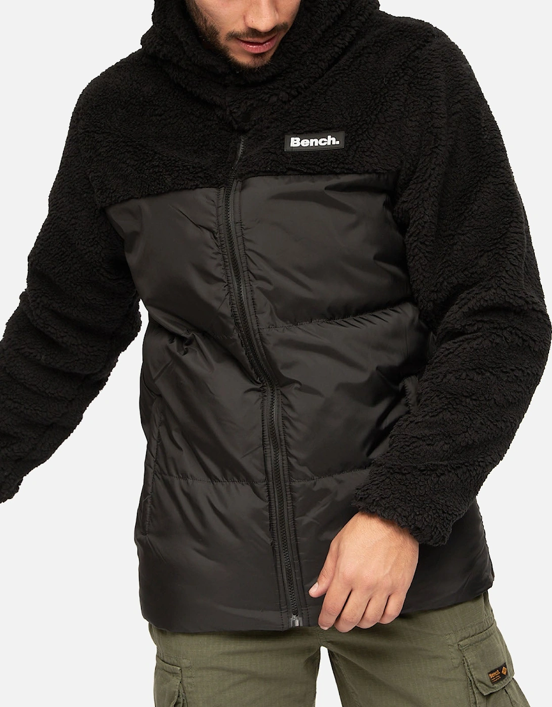 Mens Detta Padded Contrast Sherpa Hooded Jacket
