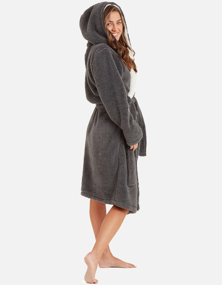Womens Soft Hooded Dressing Gown
