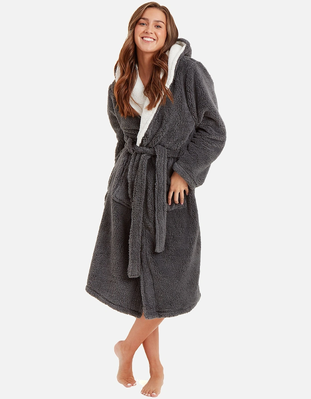 Womens Soft Hooded Dressing Gown