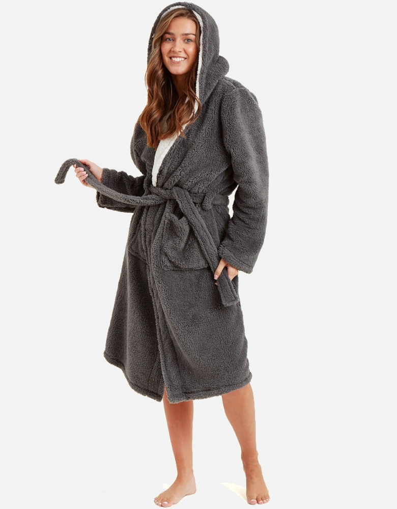 Womens Soft Hooded Dressing Gown