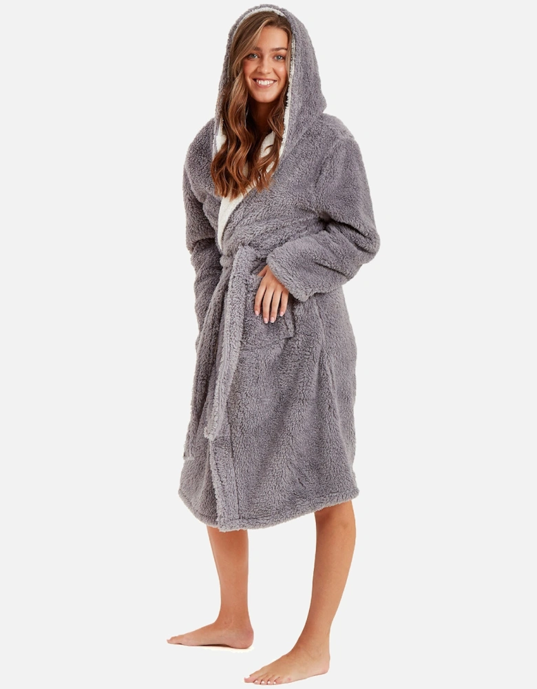 Womens Soft Hooded Dressing Gown