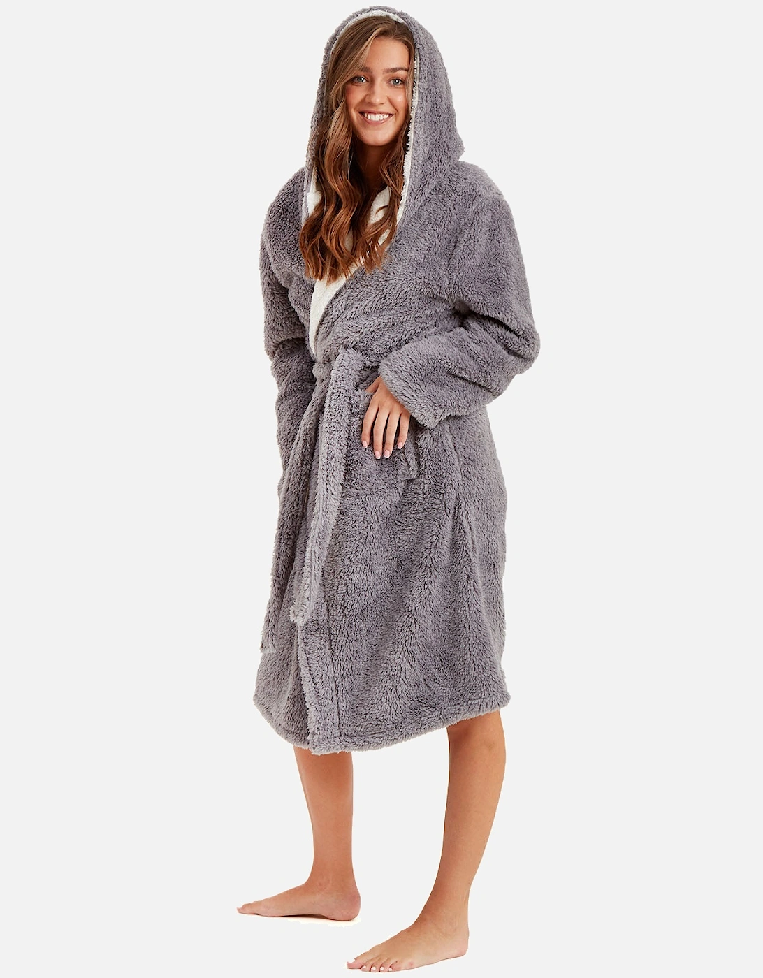 Womens Soft Hooded Dressing Gown