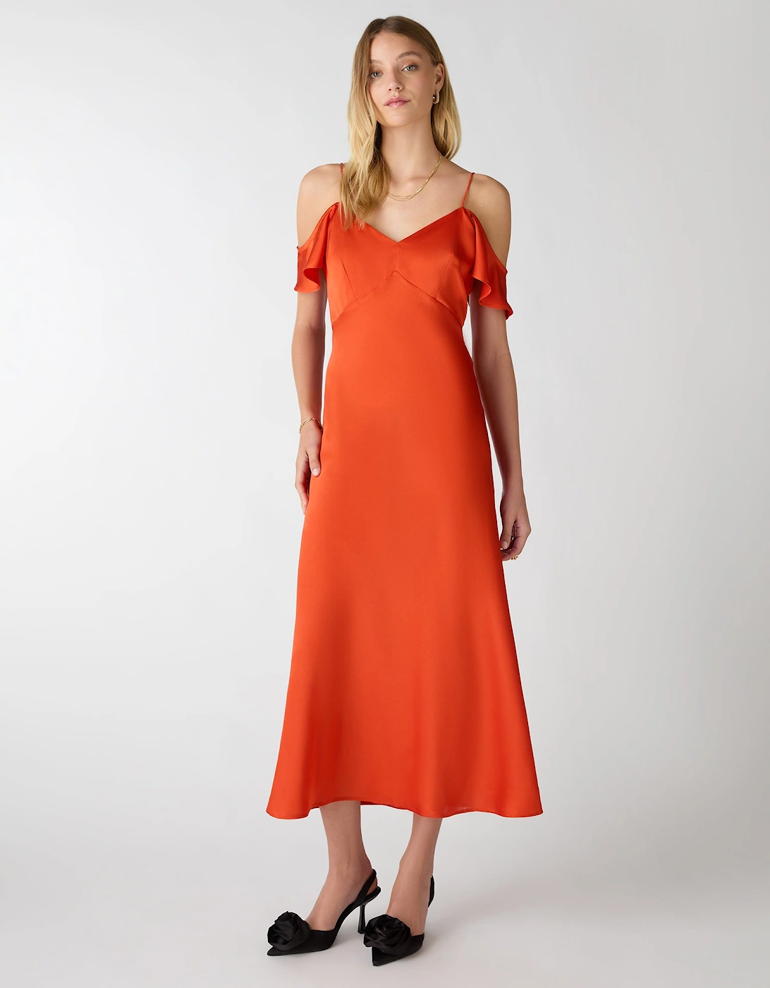 Anthia Drop Shoulder Midi Dress in Brick Orange, 8 of 7