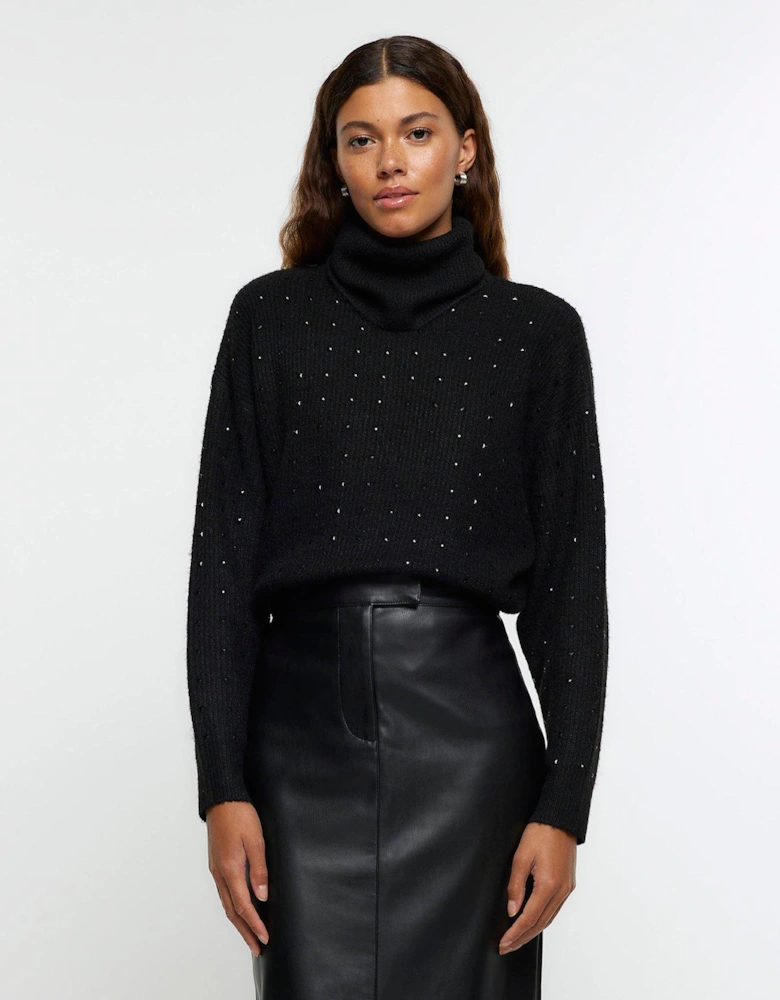 Diamante Detail Jumper - Black