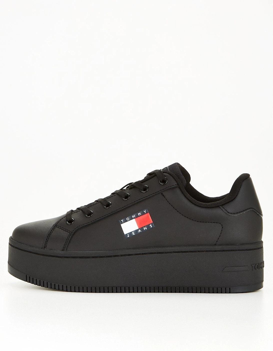 Leather Flatform Trainer - Black, 7 of 6