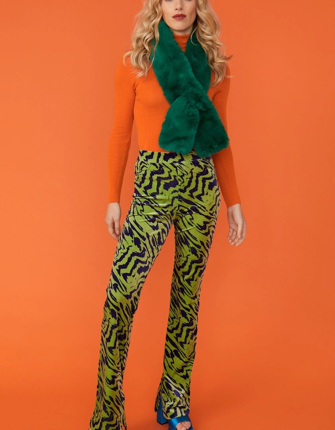 Faux Fur Scarf in Green