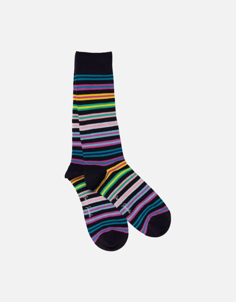 Bamboo Socks Navy Multi Stripe