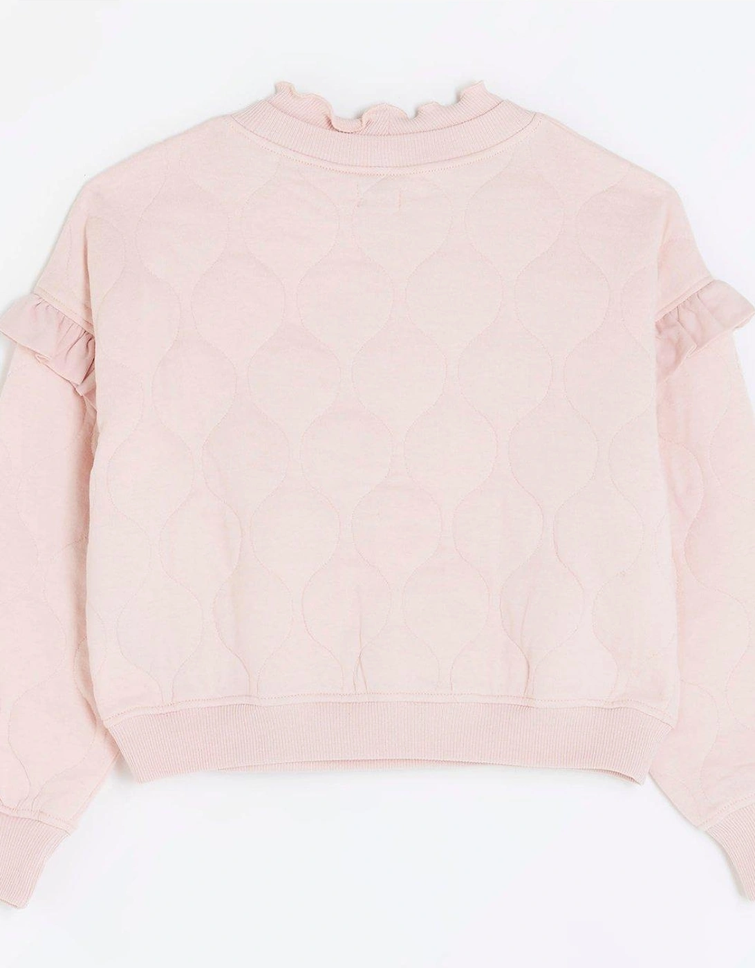 Girls Quilted Frill Sweatshirt - Pink