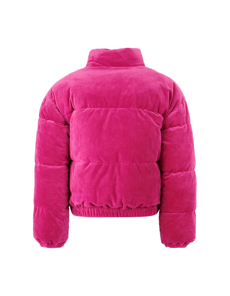 Girls Velour Padded Jacket - Pink