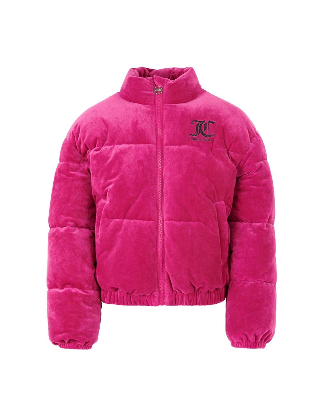Girls Velour Padded Jacket - Pink, 3 of 2