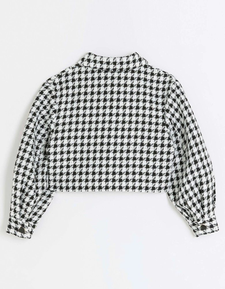 Girls Boucle Check Crop Jacket - White