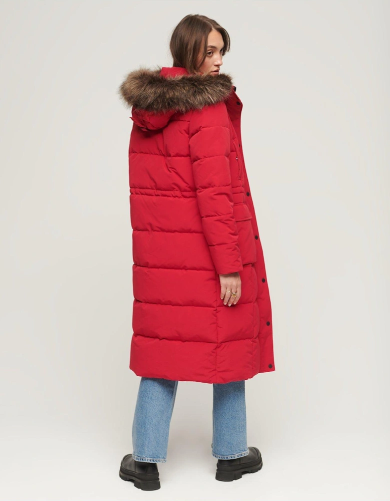 Everest Longline Puffer Coat - Red