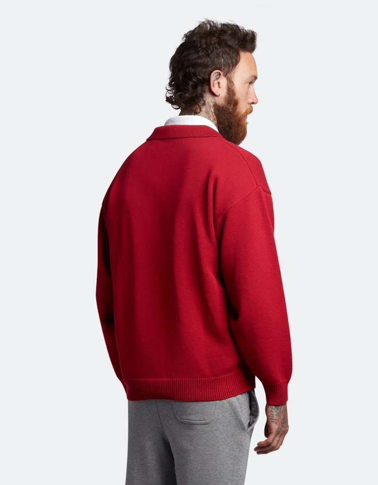 Blouson Long Sleeve Knitted Polo Shirt