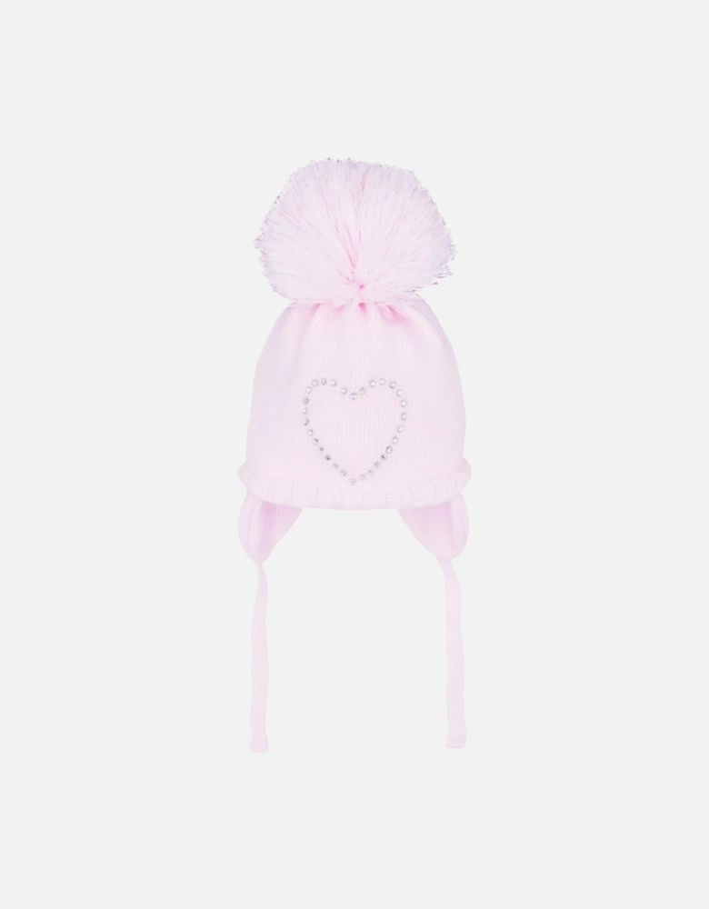 Pink Heart Pom Hat