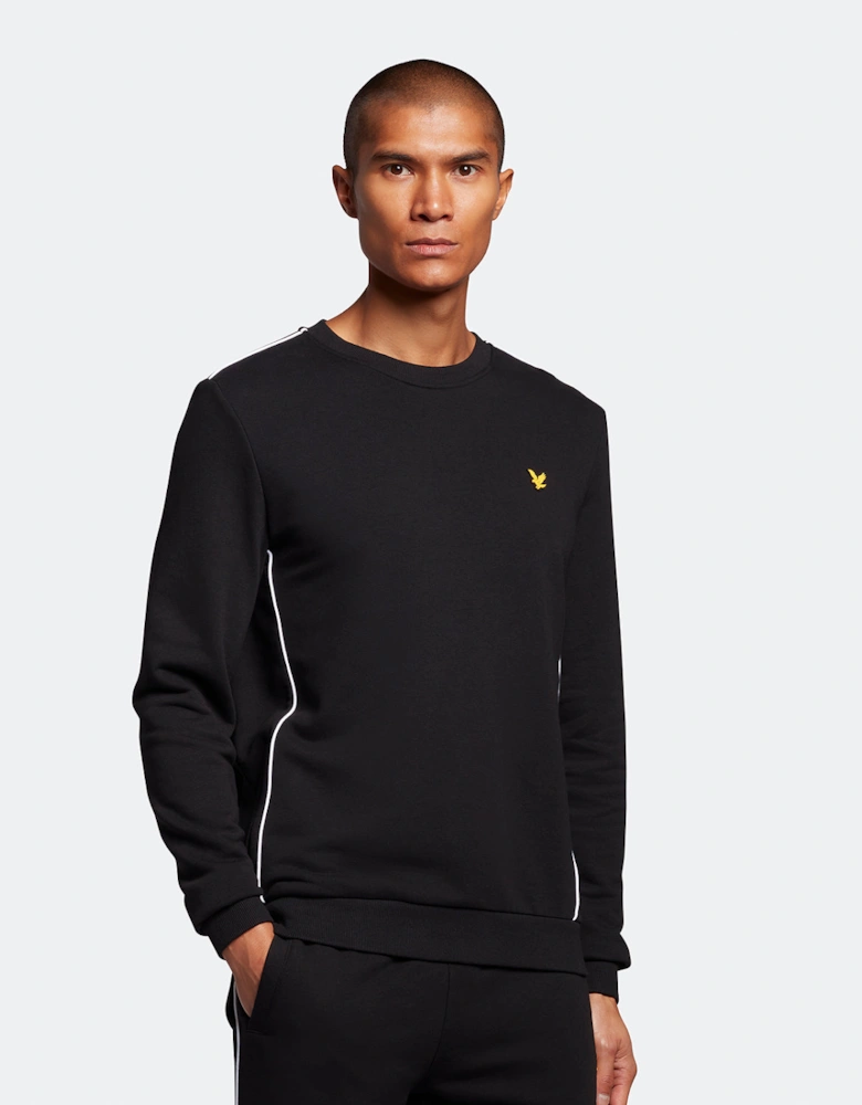 Sports Crew Neck Jumper with Contrast Piping