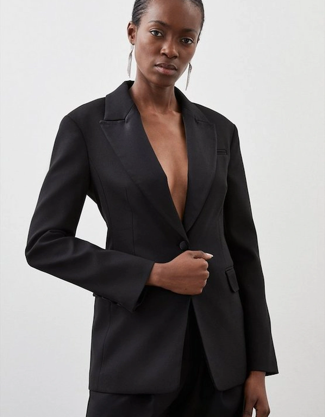 Tailored Premium Twill Single Breasted Contrast Detail Blazer, 5 of 4