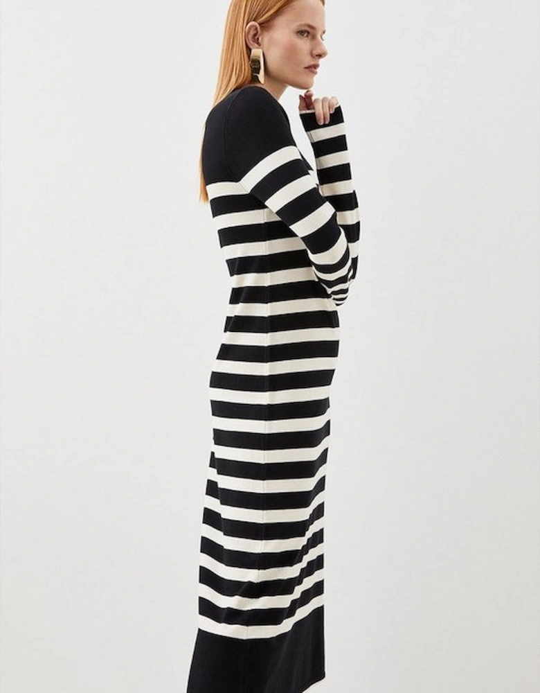 Tall Viscose Blend Knit Stripe Midi Dress