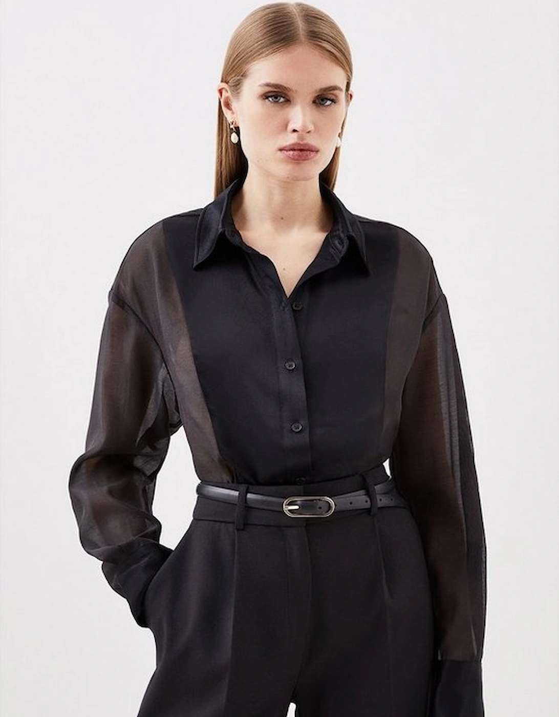 Lydia Millen Tailored Satin And Sheer Panelled Shirt, 5 of 4