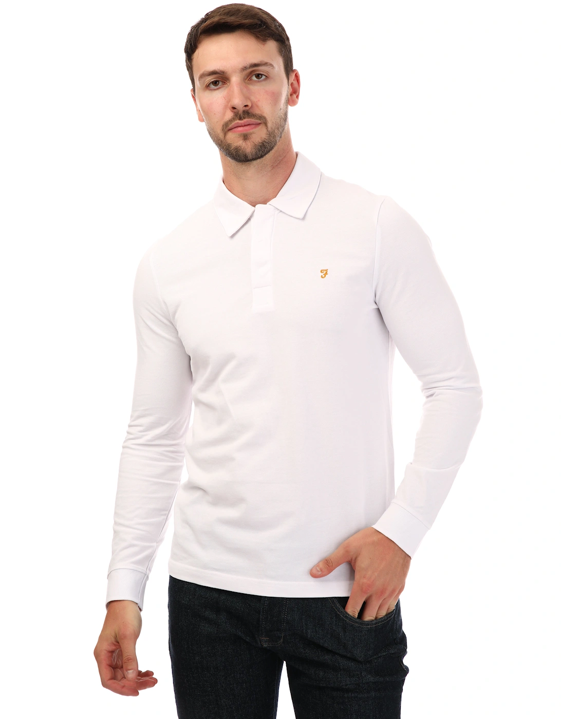 Mens Haslam Long Sleeve Polo Shirt, 4 of 3