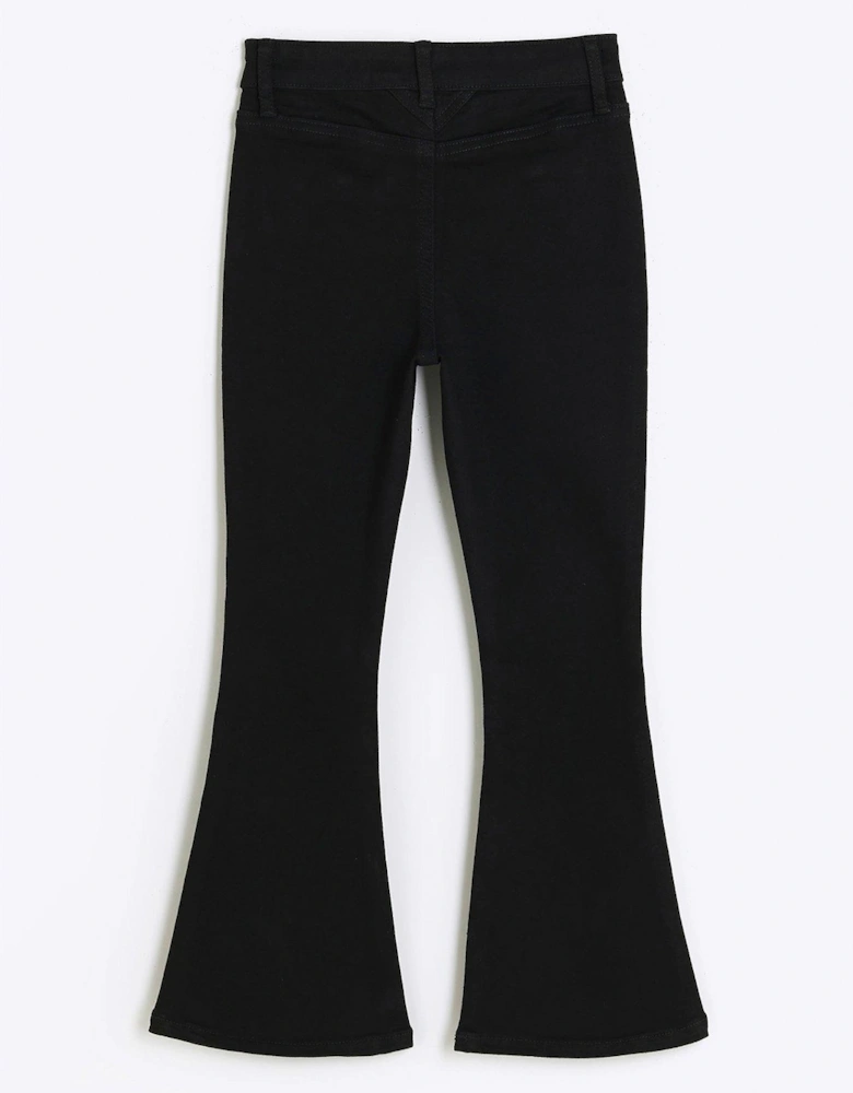 Girls Front Pocket Flare Jeans - Black