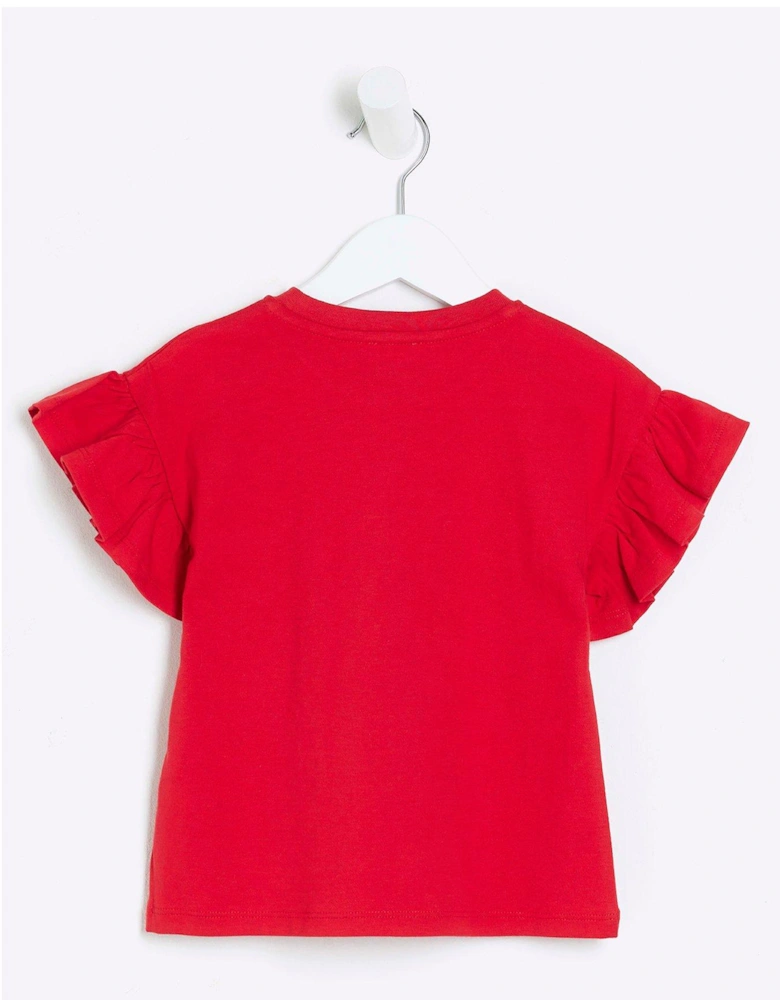 Mini Mini Girl Embossed Glitter T-Shirt - Red