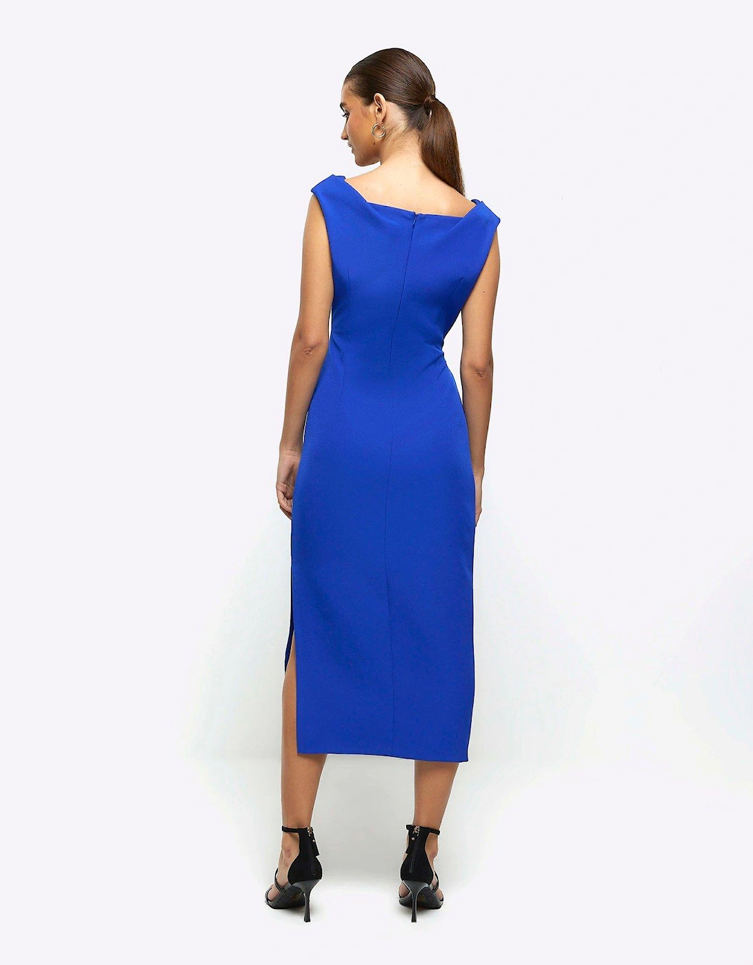 Ruched Bodycon Dress - Bright Blue