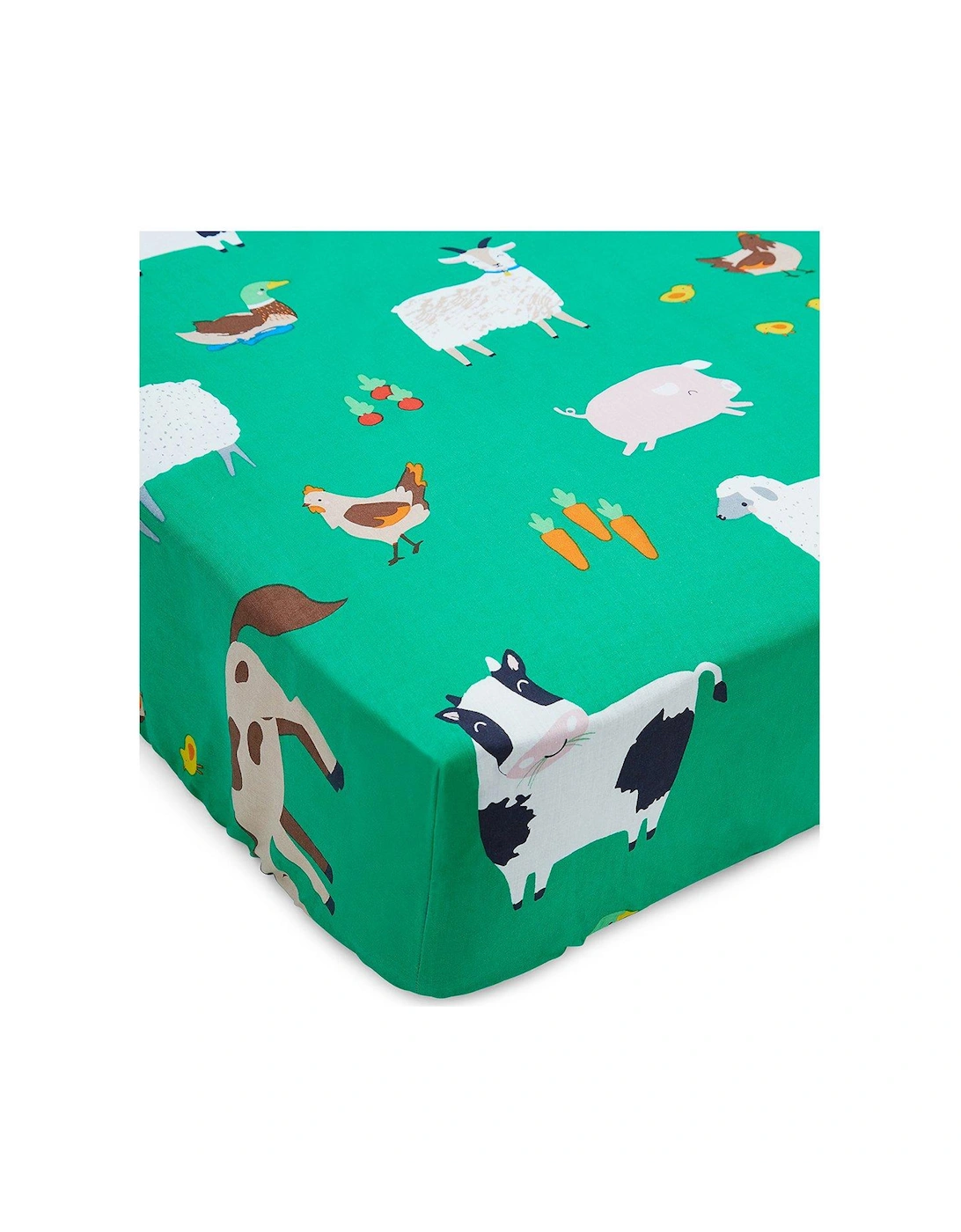 Farmyard Animals Fitted Sheet - Green