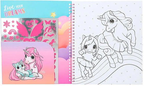 Yivi Colouring Book With Unicorn & Sequins