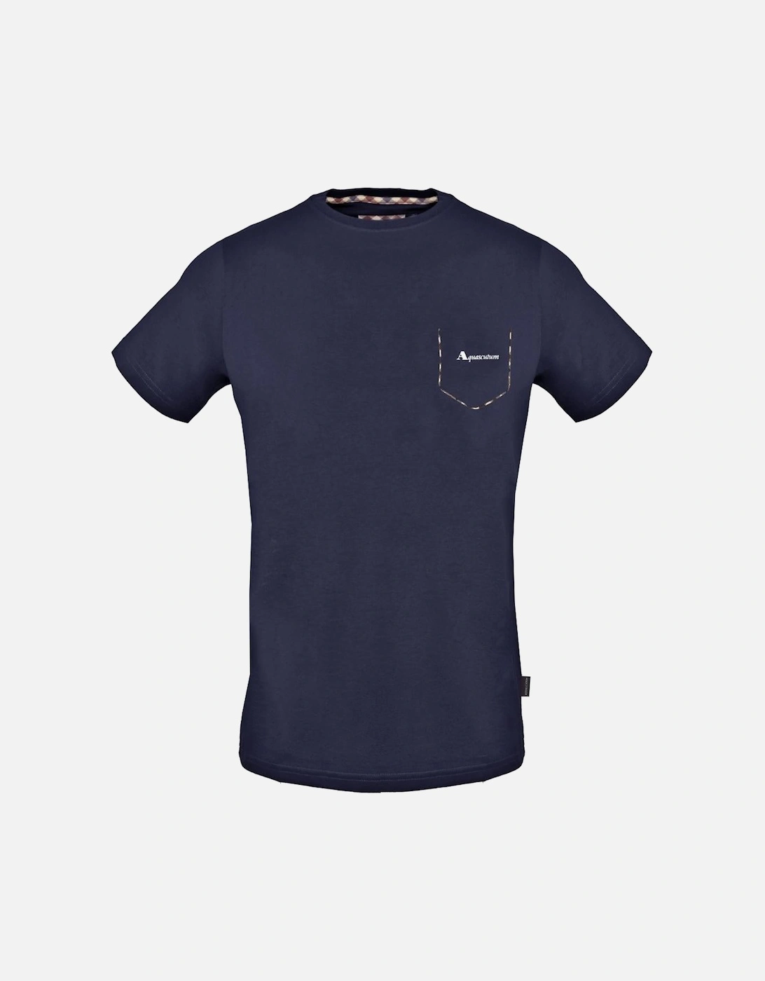 Check Pocket Trim Navy Blue T-Shirt, 2 of 1