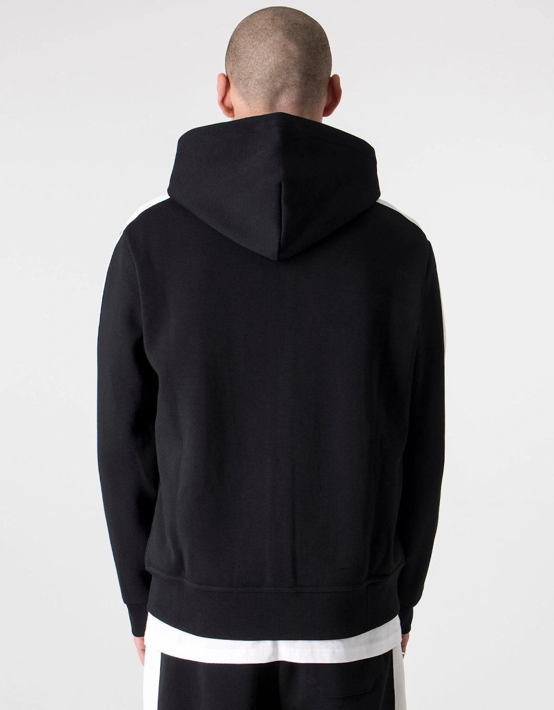 Taped Sleeve Zip Through Hoodie