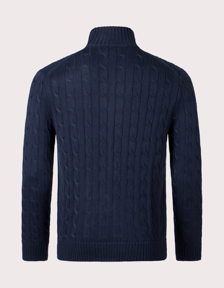 Cable-Knit Cotton Zip Through Cardigan